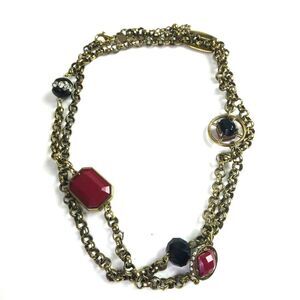 Chico's Plus Size Friendly 46+" Chain Necklace Rhinestone Links Jewels Gold Tone